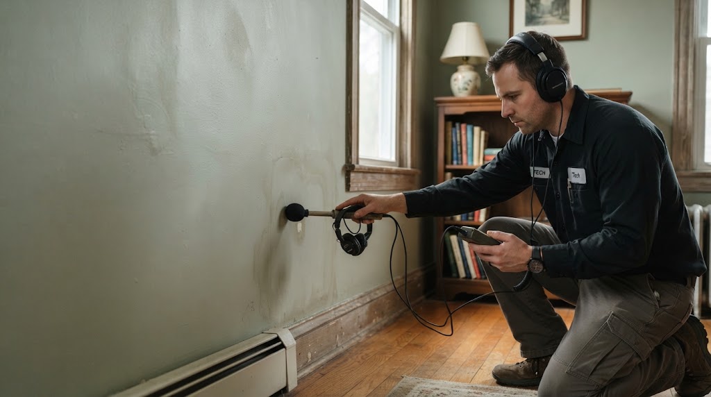acoustic leak detection Garfield NJ technician testing domestic water line