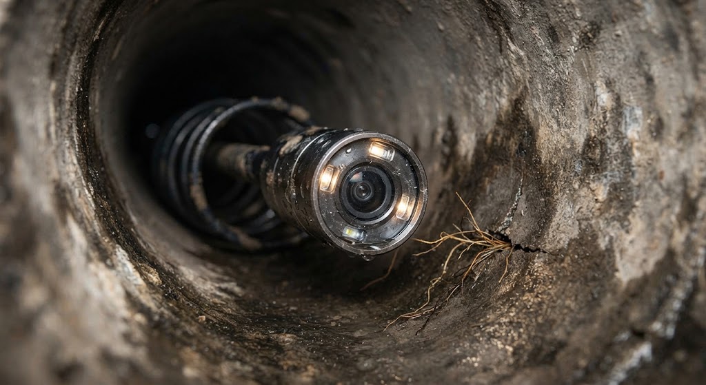 sewer line leak detection Garfield technician conducting camera lateral inspection